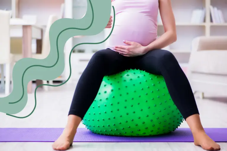 A woman on a balance ball getting maternity chiro care