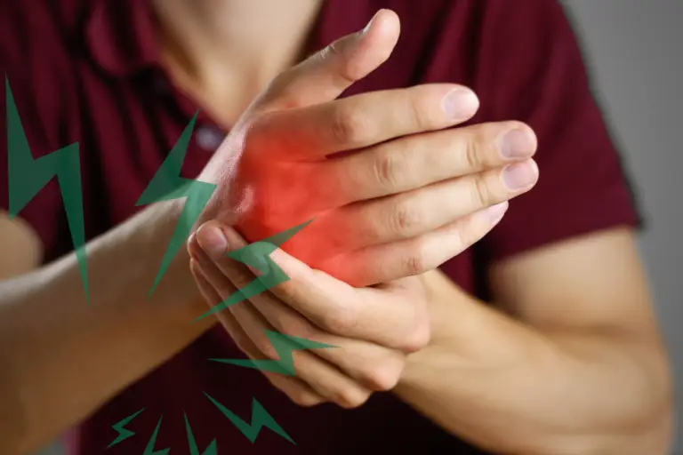 A persons hand inflamed from arthritis